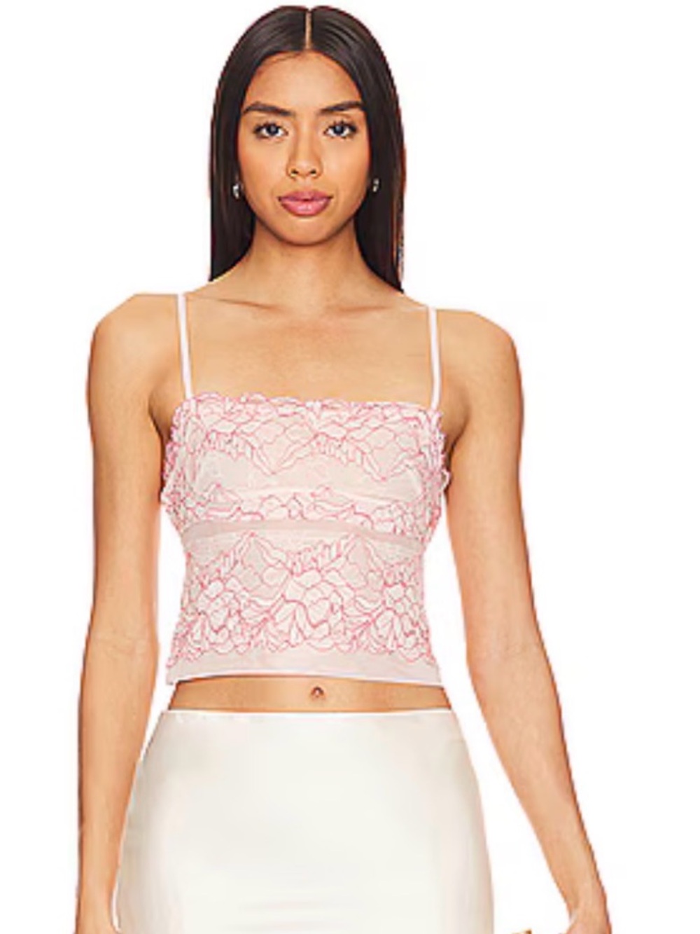 Free People Double Date Cami in Ivory & Red